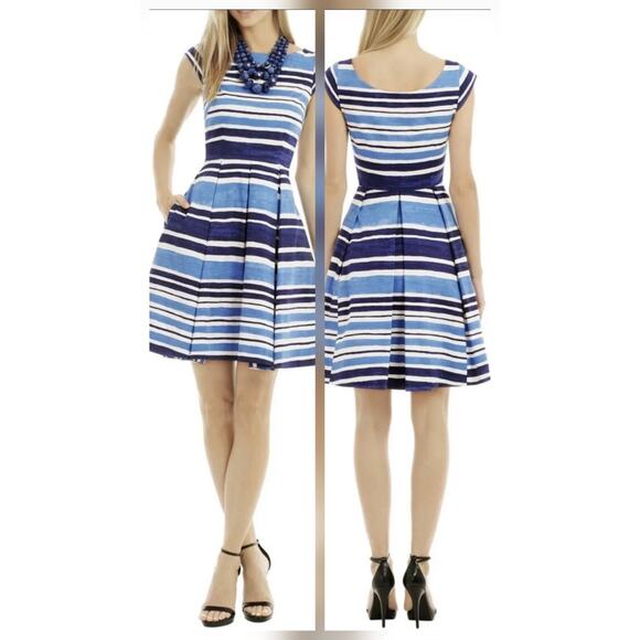 Kate Spade New York Mariella Striped Dress Fit and Flare white blue Size 2 - Picture 1 of 9